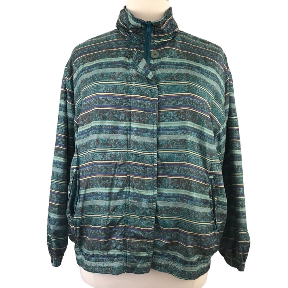 Silk Windbreaker Jacket Zipper Front Size Large Vintage Stunt Sports Women's